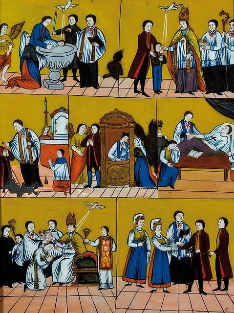 The Seven Sacraments: Baptism, Eucharist, Confirmation, Reconciliation, Anointing of the Sick, Matrimony, Holy Orders