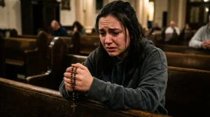 Reconciliation & Absolute Contrition: Are You Truly Forgiven? 10 A person praying in a church pew seeking reconciliation