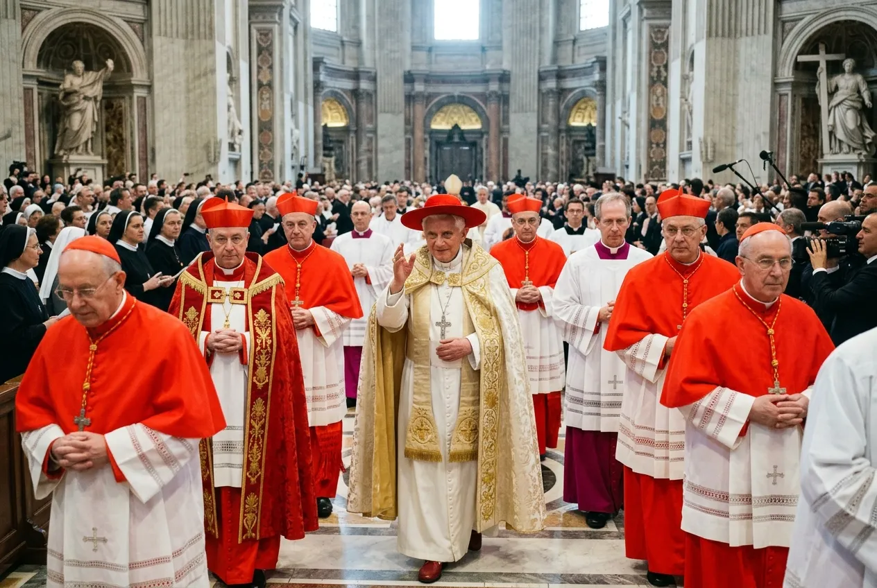 Pope Francis during a beatification and canonization ceremony at the Vatican