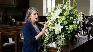 How to Make Flower Arragment for Chuch Alter with White and Green Flowers for Funeral (Foam-Free Guide) 16 White and green flower arrangement for church altar for a funeral